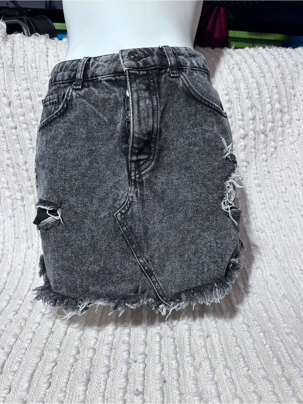 BDG Urban Outfitters Black Distressed Denim Mini Skirt